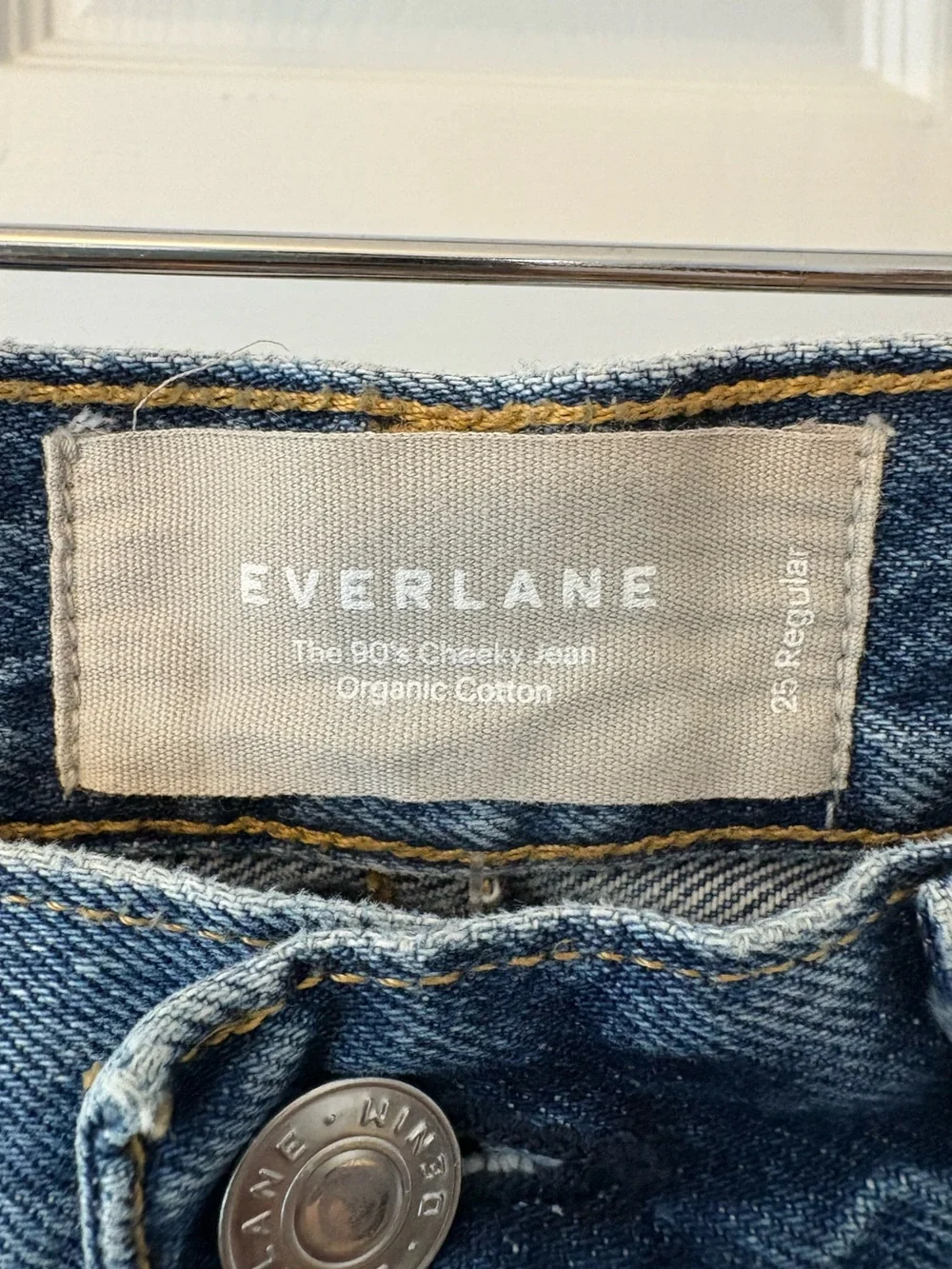 Everlane Highrise Blue The 90s Cheeky Jeans Size 25 Organic Cotton - Picture 8 of 13
